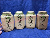 (4) Japanese hand painted spice jars