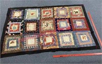 Antique crazy lap quilt (signed & dated)