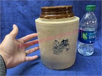Old “western stoneware” blue leaf crock jar
