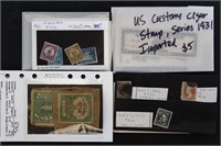 US Stamps Mint & Used on dealer cards, 19th centur