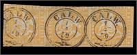 Wurttemburg Stamps Mi #3 Used strip of 3 CV $250+