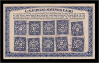 US Stamps #PS4 x9 on Blue Postal Savings Card