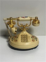 Vintage cream and floral corded Empress phone