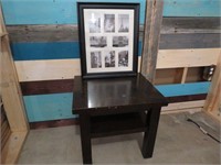SOLID END TABLE WITH COLLAGE FRAME