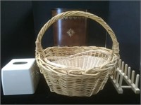 Baskets & Vintage Tin Trash Can