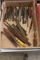 BOX OF FILES, PUNCHES & CHISELS