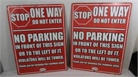 2 Metal Signs-Stop No Parking-One Way-24"x18"