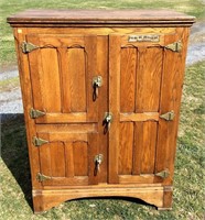 Oak and chestnut icebox, three doors