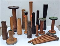 20 Wood yarn bobbins - 5” to14”