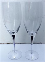 2 Orrefors – Sweden footed wine glasses