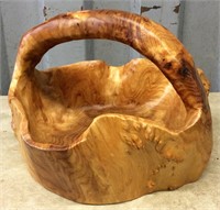 Wooden tree trunk basket,