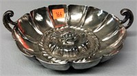925 on sliver bowl with handles, 6" diameter
