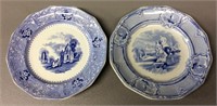 2 Blue Staffordshire plates-Adams-10"