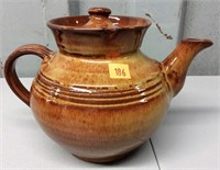 Tea Pot, yellow/brown glaze-7"x 7" diam