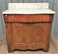 Mahogany Marble Top Wash Stand, white marble