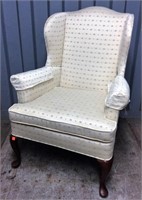 Wing Chair, cherry, Queen Anne leg, "Woodmark