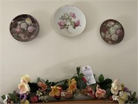 Collectible plates and flowers