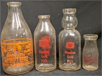 4 Antique Milk Bottles