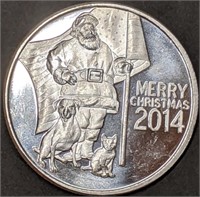 2014 1 oz Silver Christmas Round Santa Claus