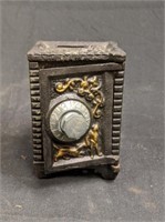 Antique 4" Cast Iron Ornate Coin Bank