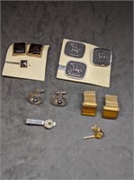 4 Sets of Cufflink Tie Clips Vintage Men's Jewelry