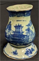 Antique Ironstone Blue and White Hat Pin Holder
