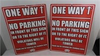2 Metal One Way No Parking Signs-24x18"