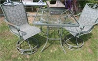 Glass/Metal Table w/2 Swivel Chairs