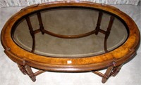 OVAL GLASS TOP COFFEE TABLE