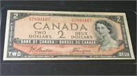 1954 Canada "Devils Face" Two Dollar Banknote