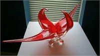 Large Red Art Glass Centerpiece