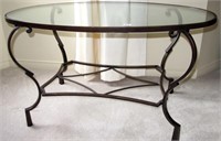 GLASS TOP OVAL COFFEE TABLE