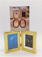 Photo Frame with Clock NIB 3.5" x 5"