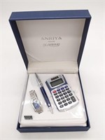 Amriya Milan Glamour Watch, Pen, and Calculator