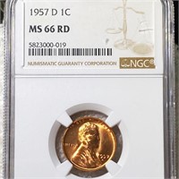 1957-D Lincoln Wheat Penny NGC - MS 66 RD