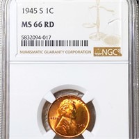 1945-S Lincoln Wheat Penny NGC - MS 66 RD