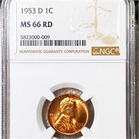 1953-D Lincoln Wheat Penny NGC - MS 66 RD
