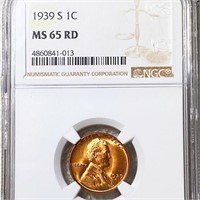 1939-S Lincoln Wheat Penny NGC - MS 65 RD