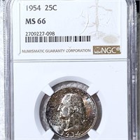 1954 Washington Silver Quarter NGC - MS66