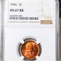 1944 Lincoln Wheat Penny NGC - MS 67 RB