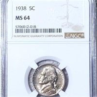 1938 Jefferson Nickel NGC - MS64