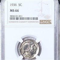 1936 Buffalo Head Nickel NGC - MS66