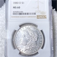 1880-O Morgan Silver Dollar NGC - MS60