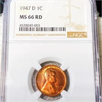 1947-D Lincoln Wheat Penny NGC - MS 66 RD