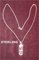 STERLING PENDANT W/STONE ON STERLING NECKLACE