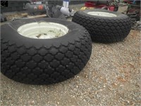 Pair of Firestone 24.5-32 diamond tread tires