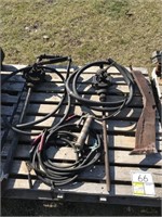 (2) barrel pumps, grease gun, booster cables and