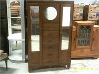 Antique Solid Wood Wardrobe On Castors