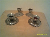 2 Pair Heavy Silver Plate Candle Stick Holders