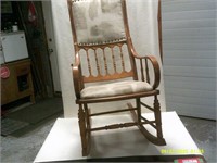 Solid Wood Rocker With Upholstered Seat & Back